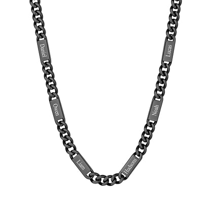 Custom 6 Name Cuban Chain Necklace 9mm Black Plated