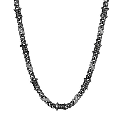 Personalized 6 Names Barbed Wire Cuban Link Necklace 9mm