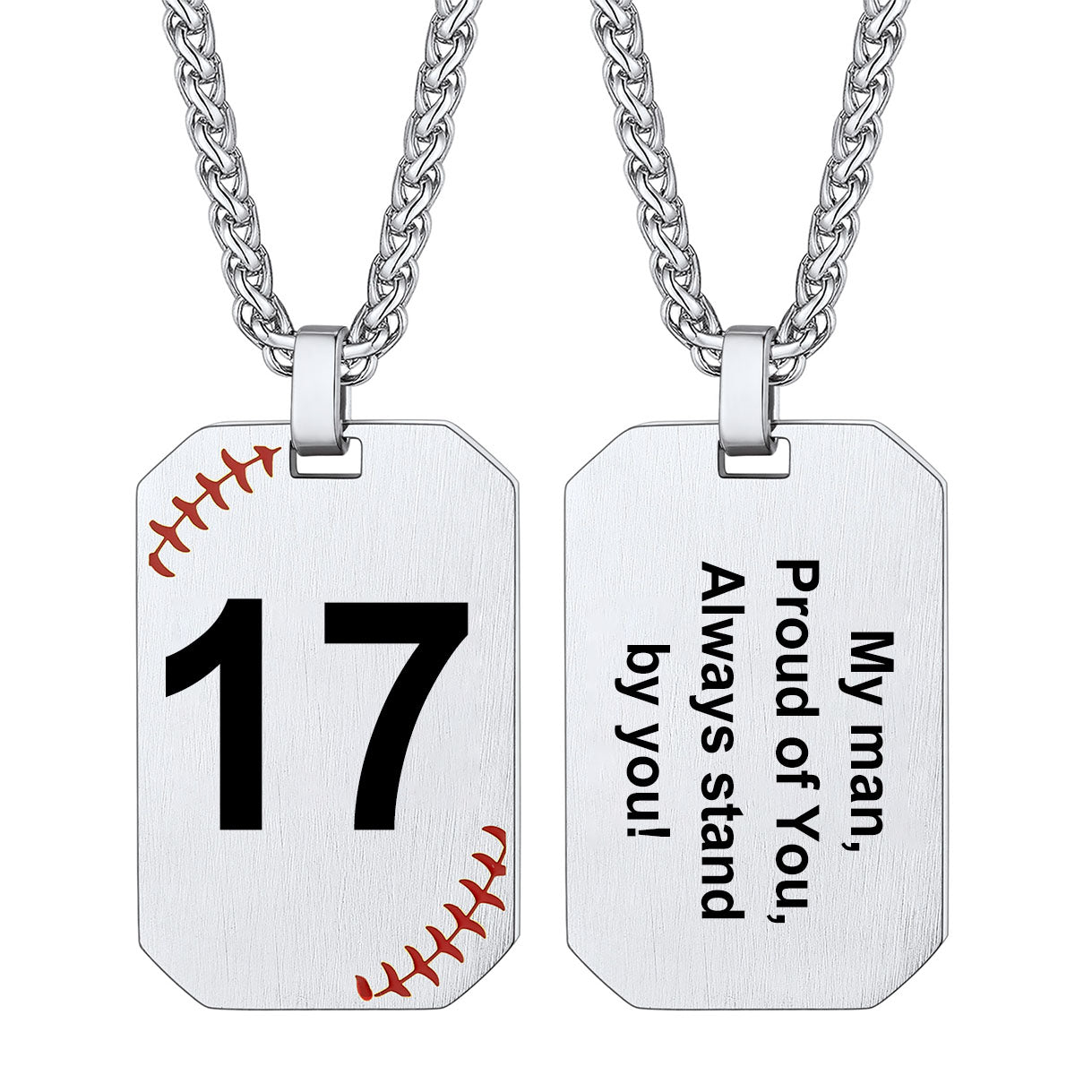 Custom Baseball Dog Tag Necklaces Number