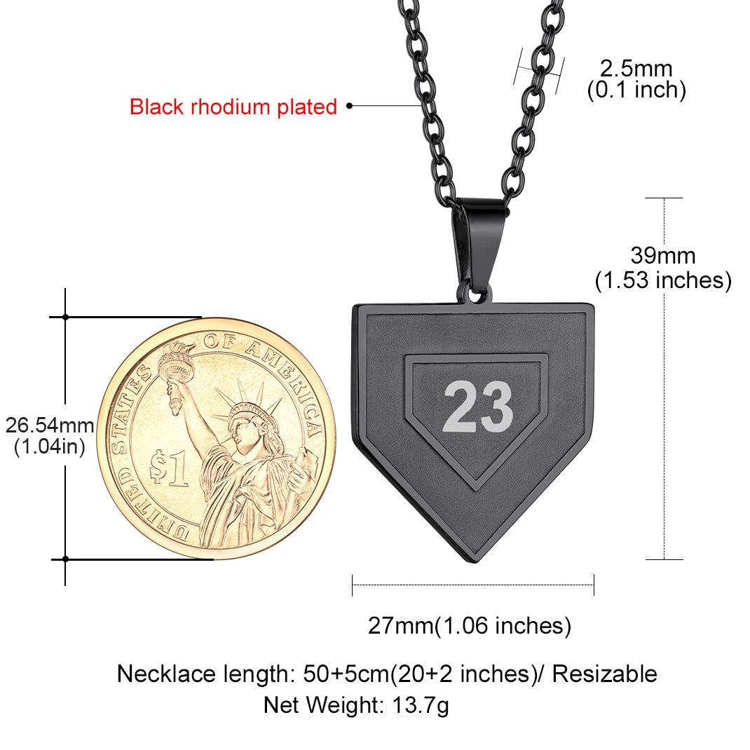 Custom Baseball Home Plated Necklaces with Number Dimension, Durable