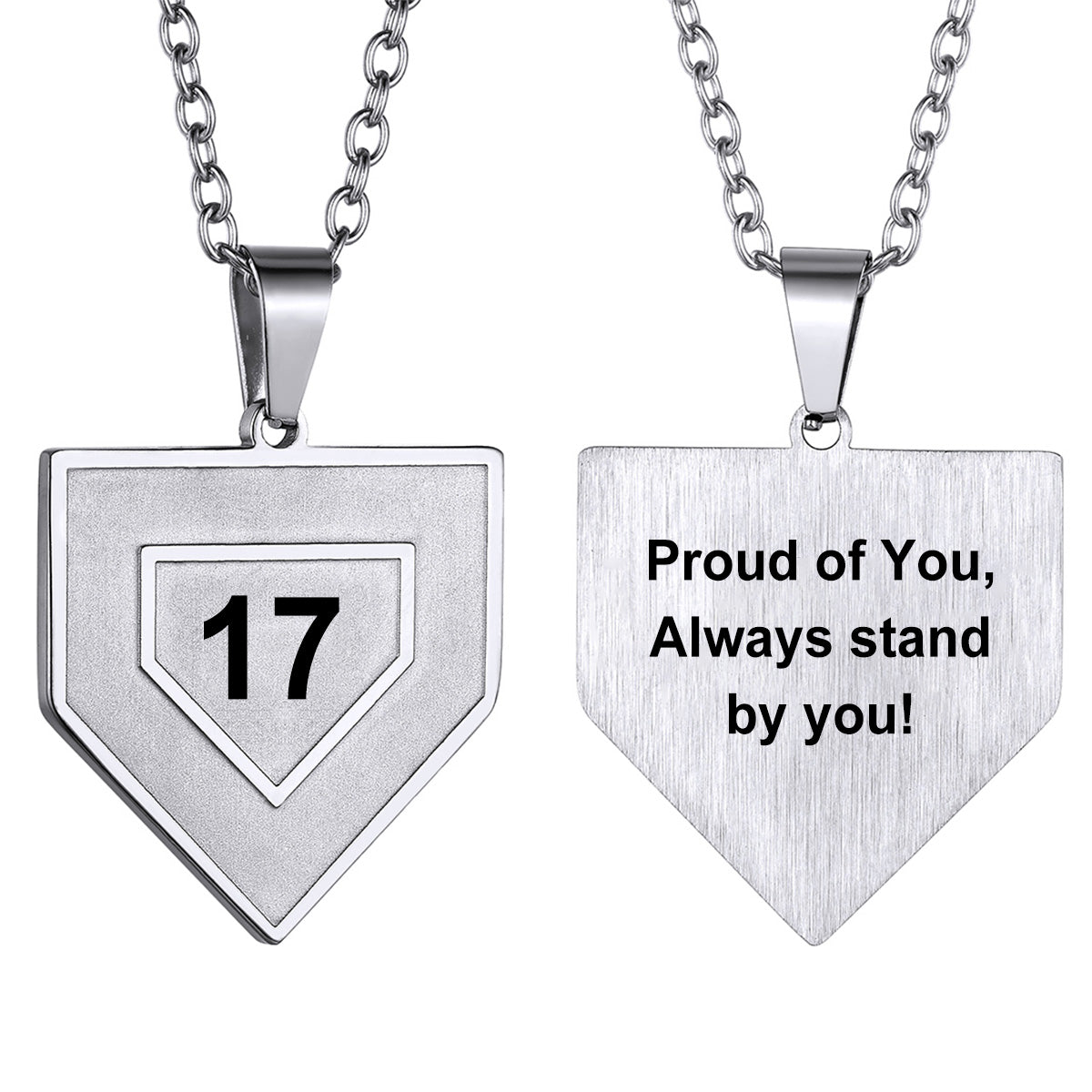 Custom Baseball Home Plated Necklaces with Number Steel