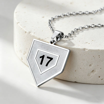 Custom Baseball Home Plated Necklaces with Number in stainless steel