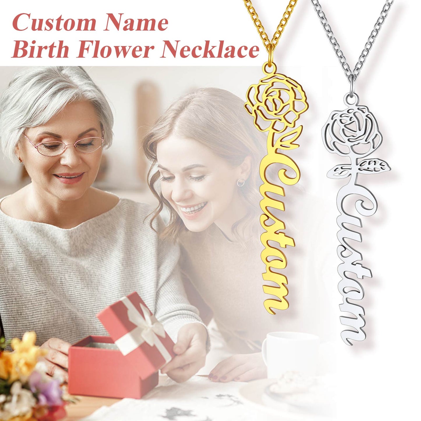 Custom Birth Flower Necklace for women