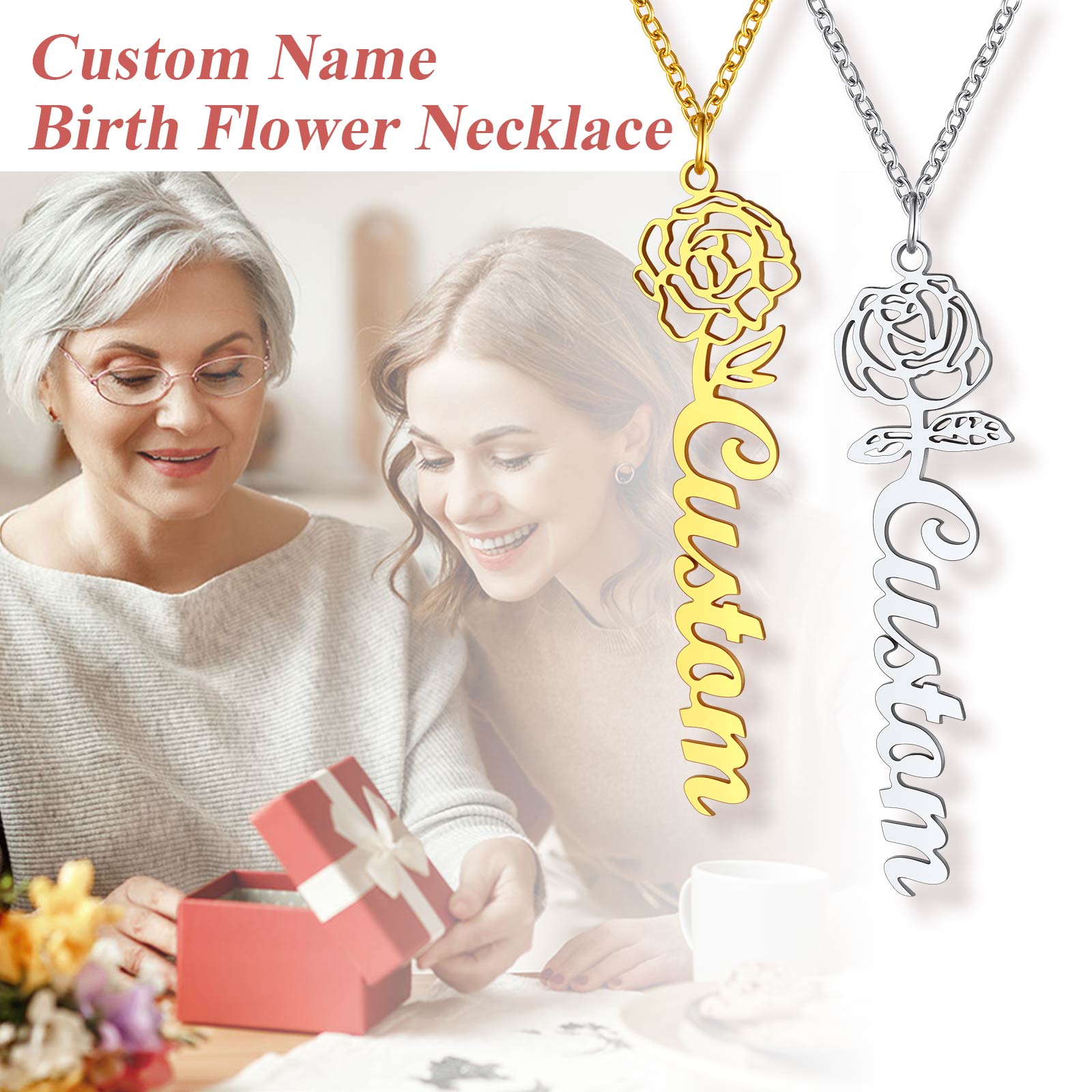 Custom Birth Flower Necklace for women