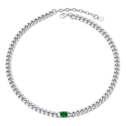 Custom Birthstone Cuban Link Choker Necklace