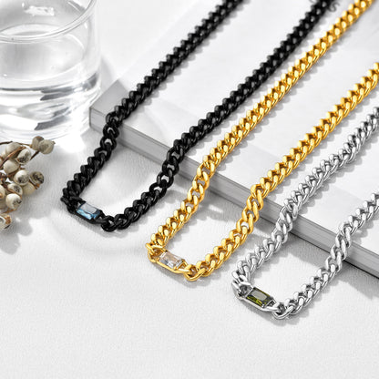 Custom Birthstone Cuban Link Choker Necklace in different color