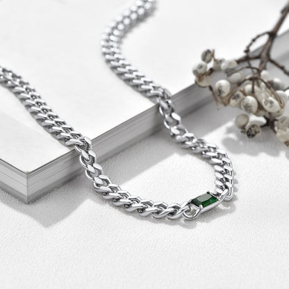 Custom Birthstone Cuban Link Choker Necklace in stainless steel