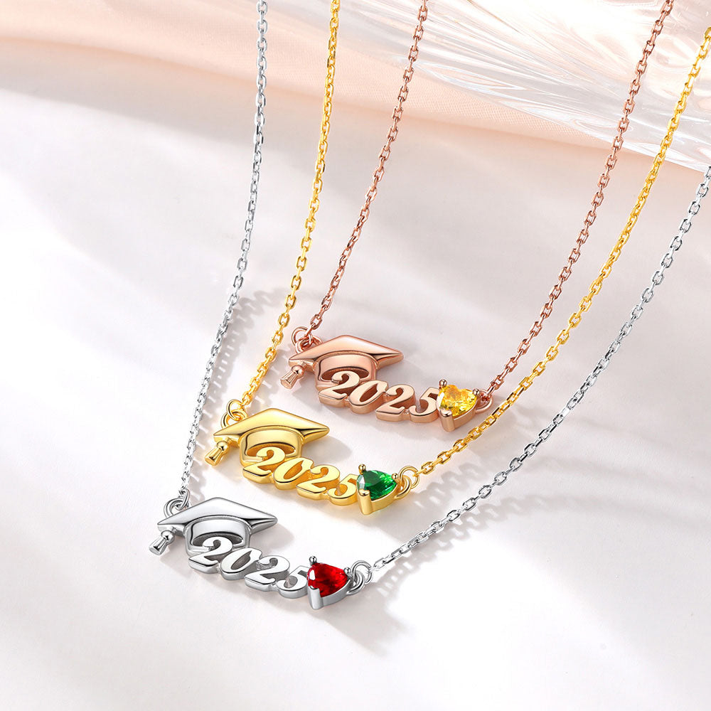 Custom Birthstone Graduation Necklace in Different Color