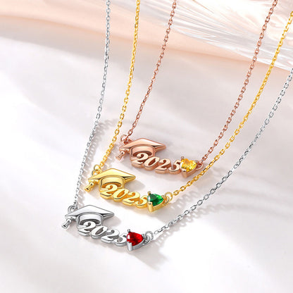 Custom Birthstone Graduation Necklace in Different Color
