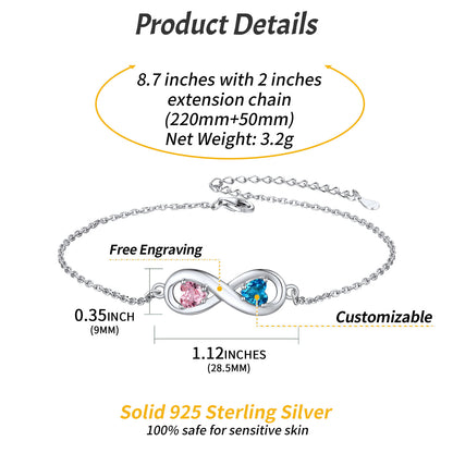 Custom Birthstone Infinity Anklet detail, customizable, safe for sensitive skin