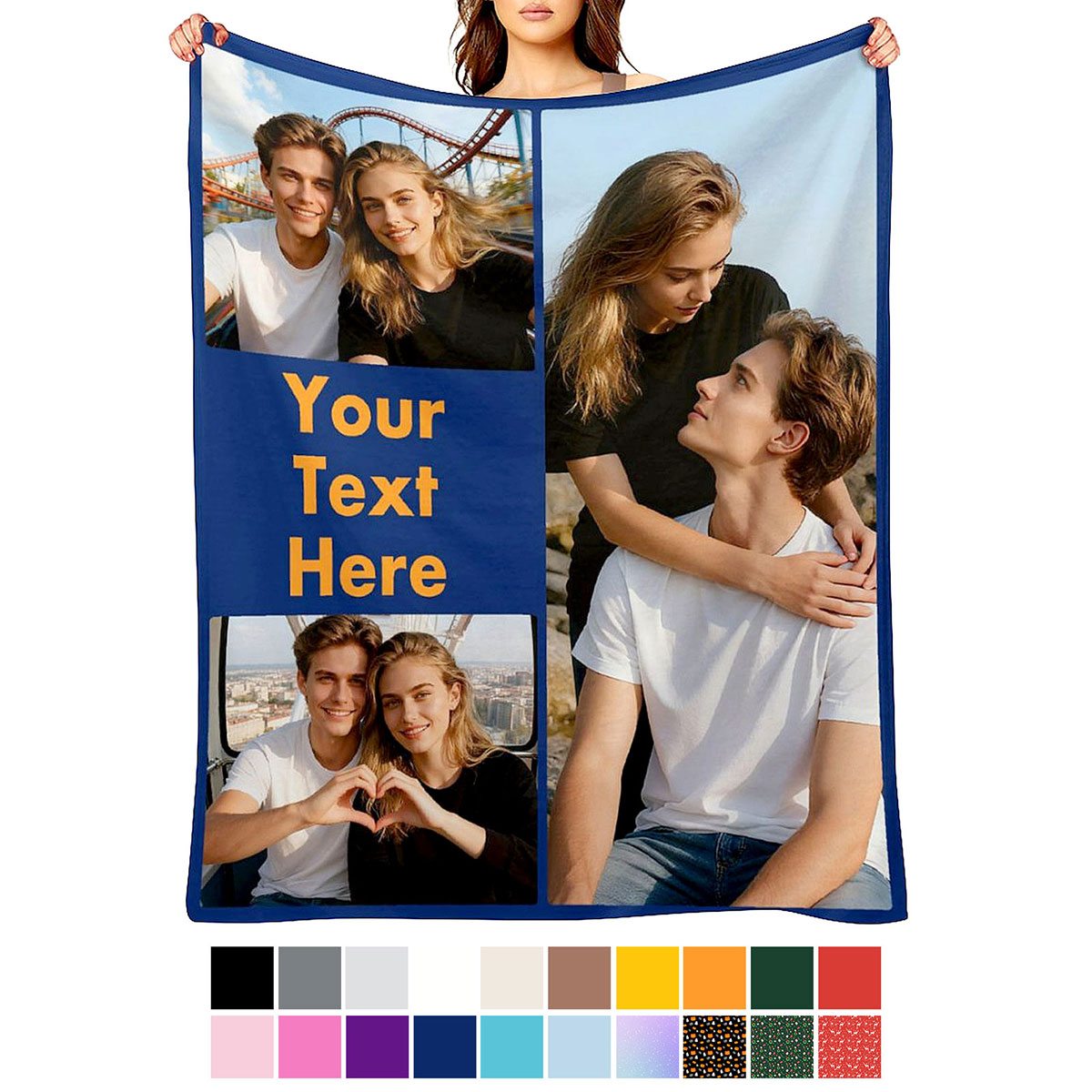 Custom Blanket with 3 Photos and Text