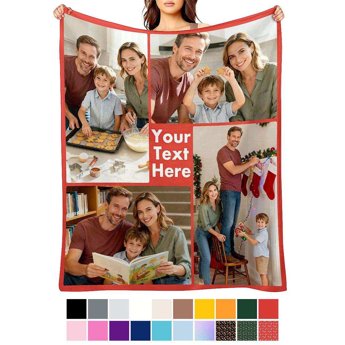 Custom Blanket with 4 Photo sand Text