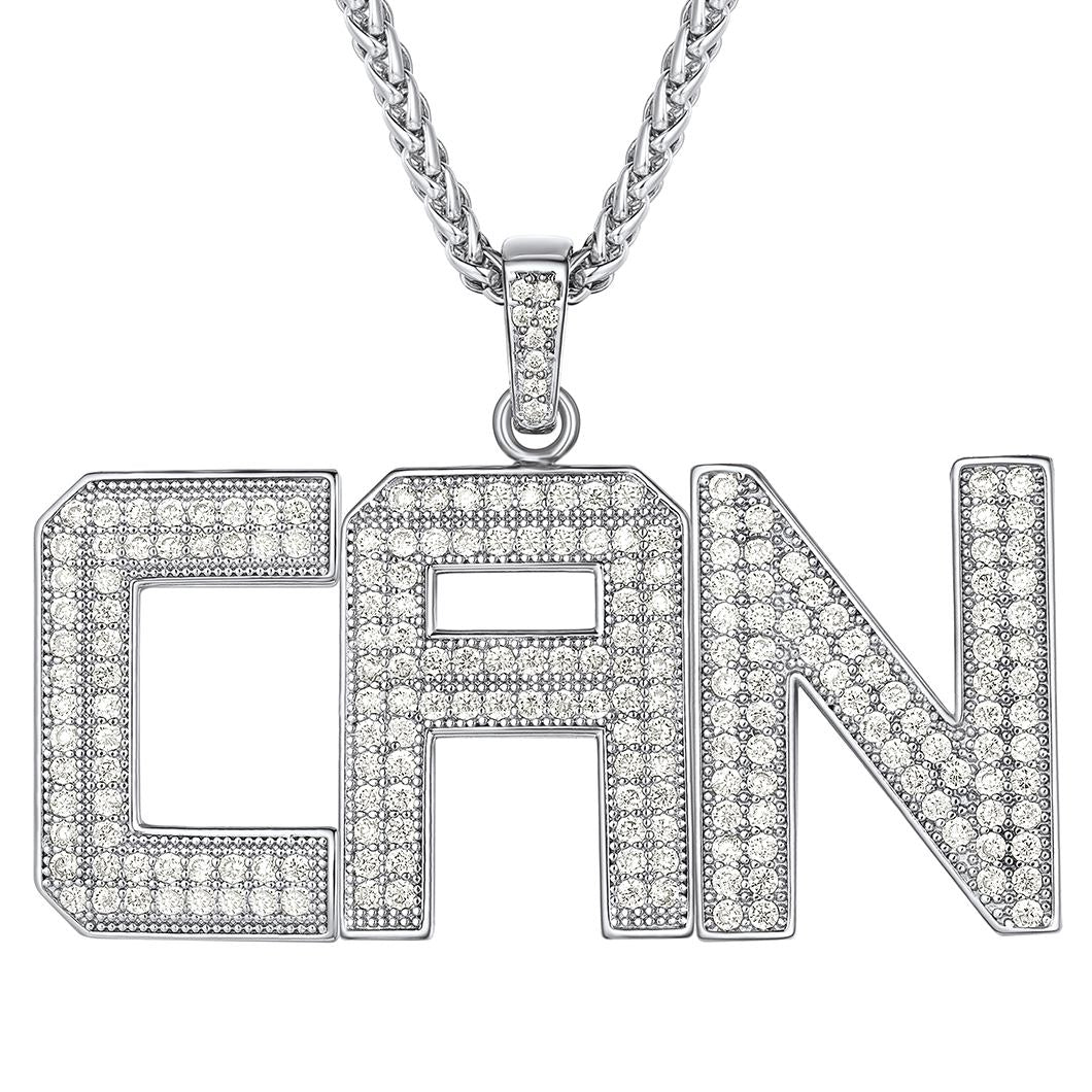 Custom Bling Cubic Zirconia 3 Initial Necklace 