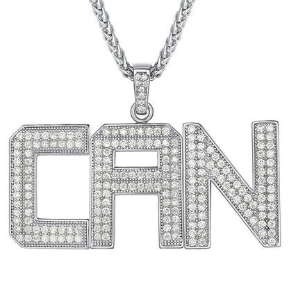 Custom Bling Cubic Zirconia 3 Initial Necklace 