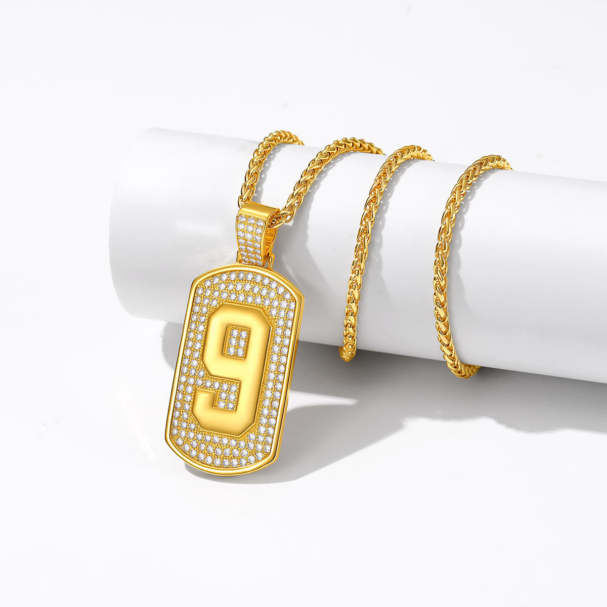 Custom Bling Dog Tag 1-9 Number Necklaces 