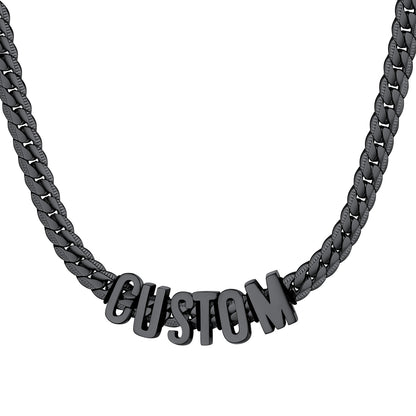 Custom Chain Initial Name Necklace Black Plated