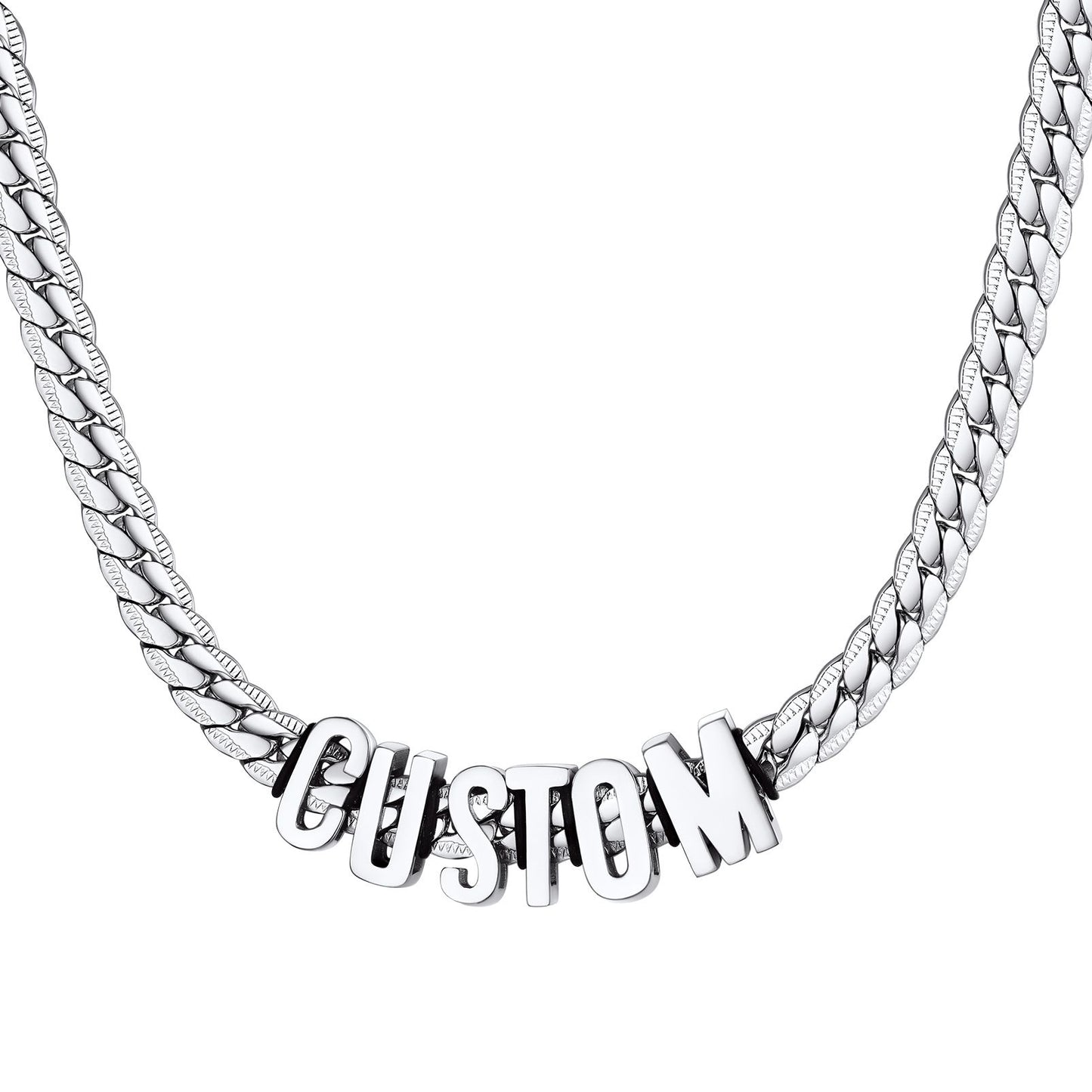 Custom Chain Initial Name Necklace Steel