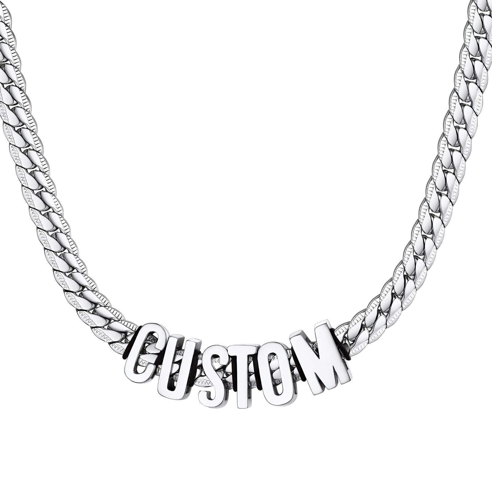 Custom Chain Initial Name Necklace Steel