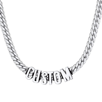 Custom Chain Initial Name Necklace Steel