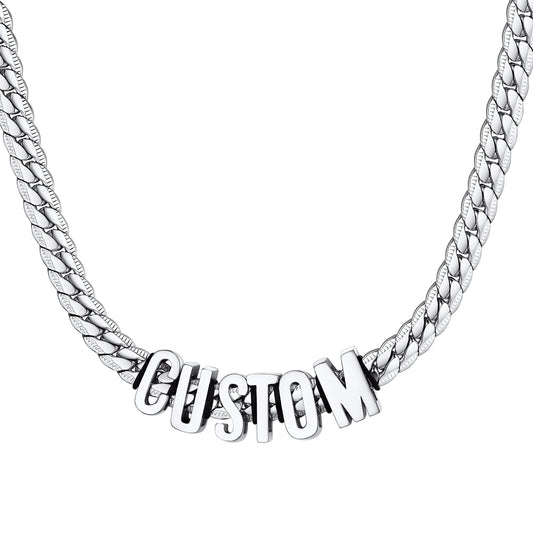 Custom Chain Initial Name Necklace Steel