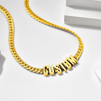 Custom Chain Initial Name Necklace in Gold Plated