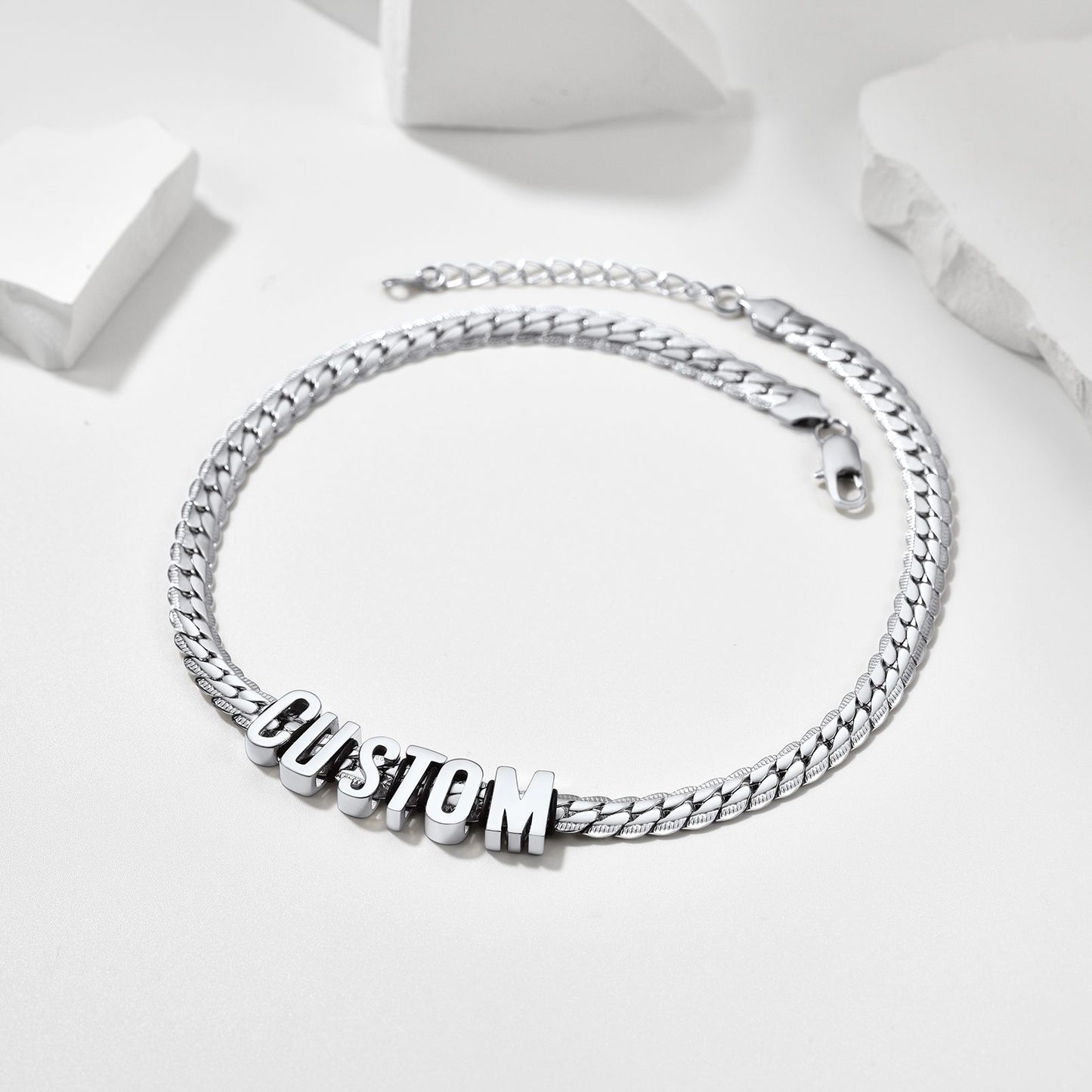 Custom Chain Initial Name Necklace in Stainless Steel