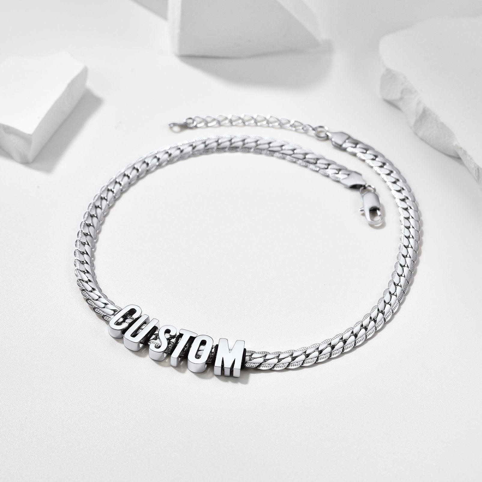 Custom Chain Initial Name Necklace in Stainless Steel