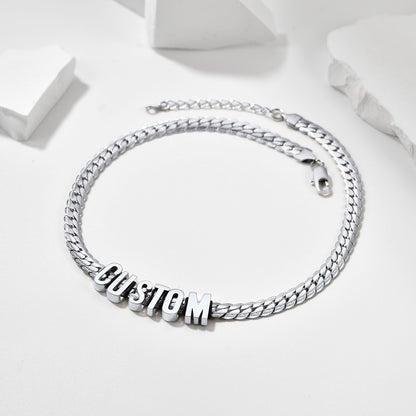 Custom Chain Initial Name Necklace in Stainless Steel