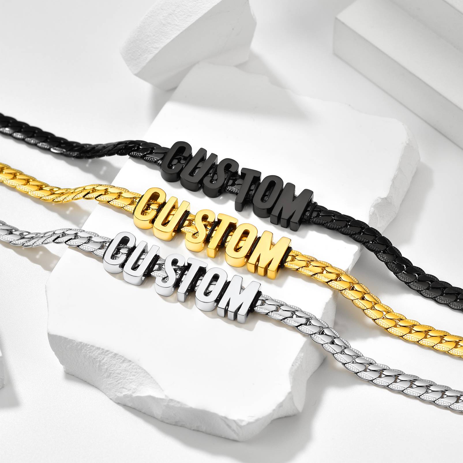 Custom Chain Initial Name Necklace in different color