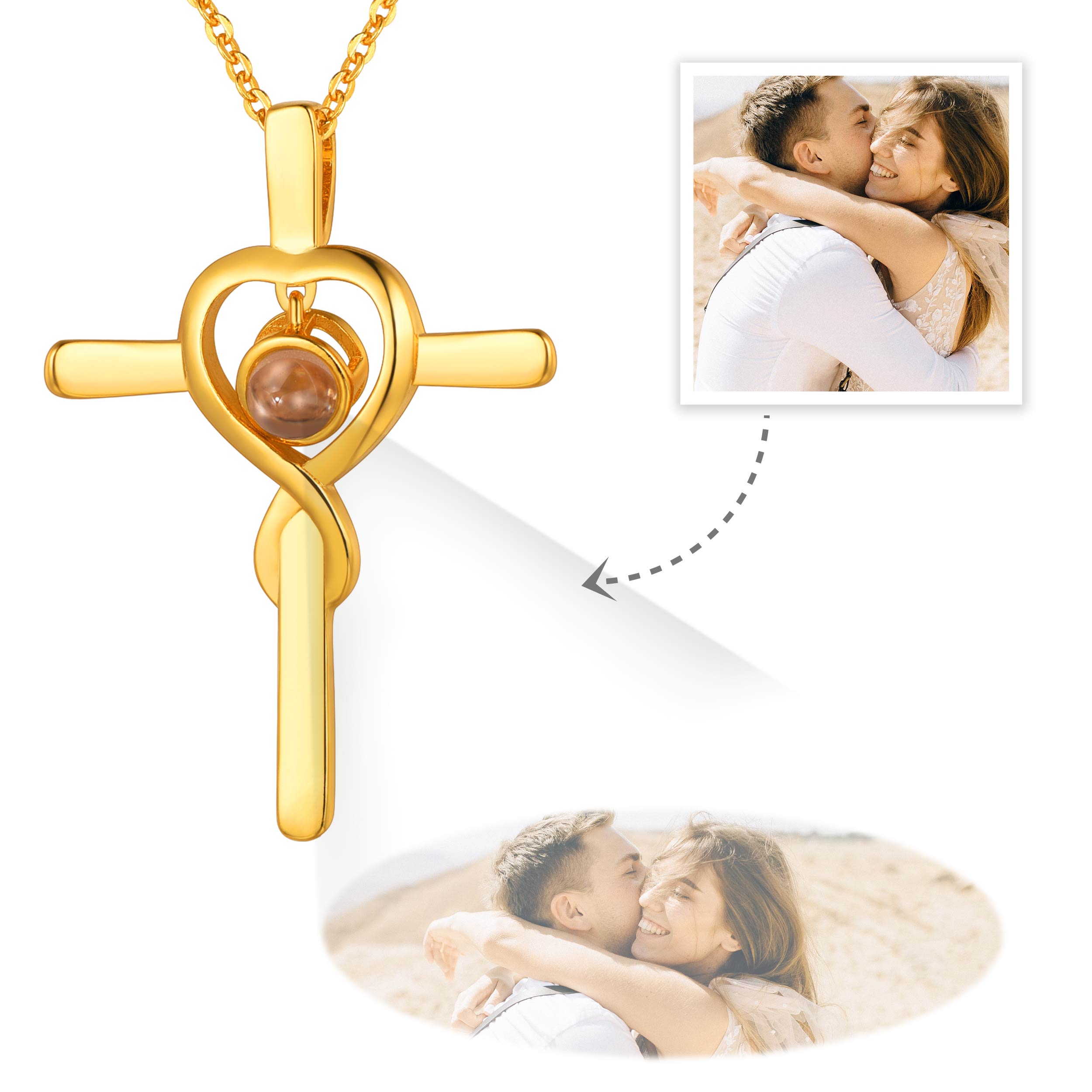 Personalized Photo Projection Cross Necklace for Women – BIRTHSTONES ...