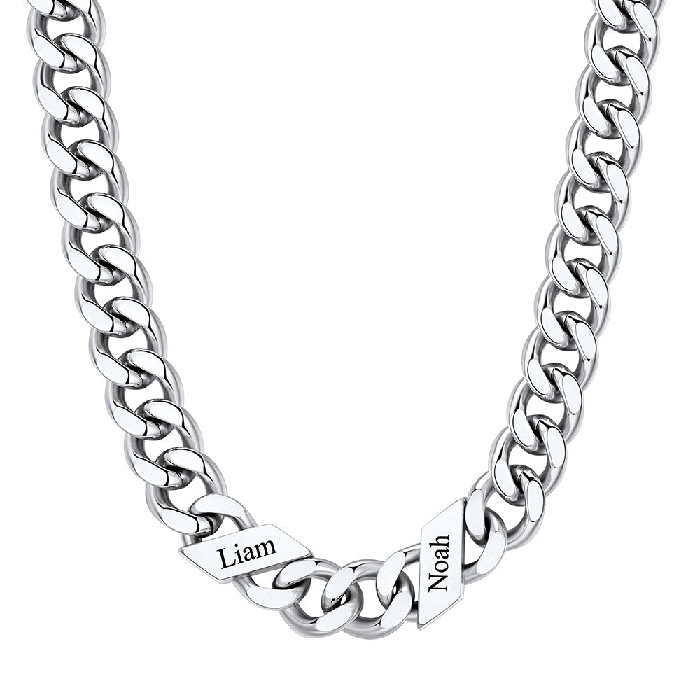 Custom Cuban Chain Necklace 12mm 2 name