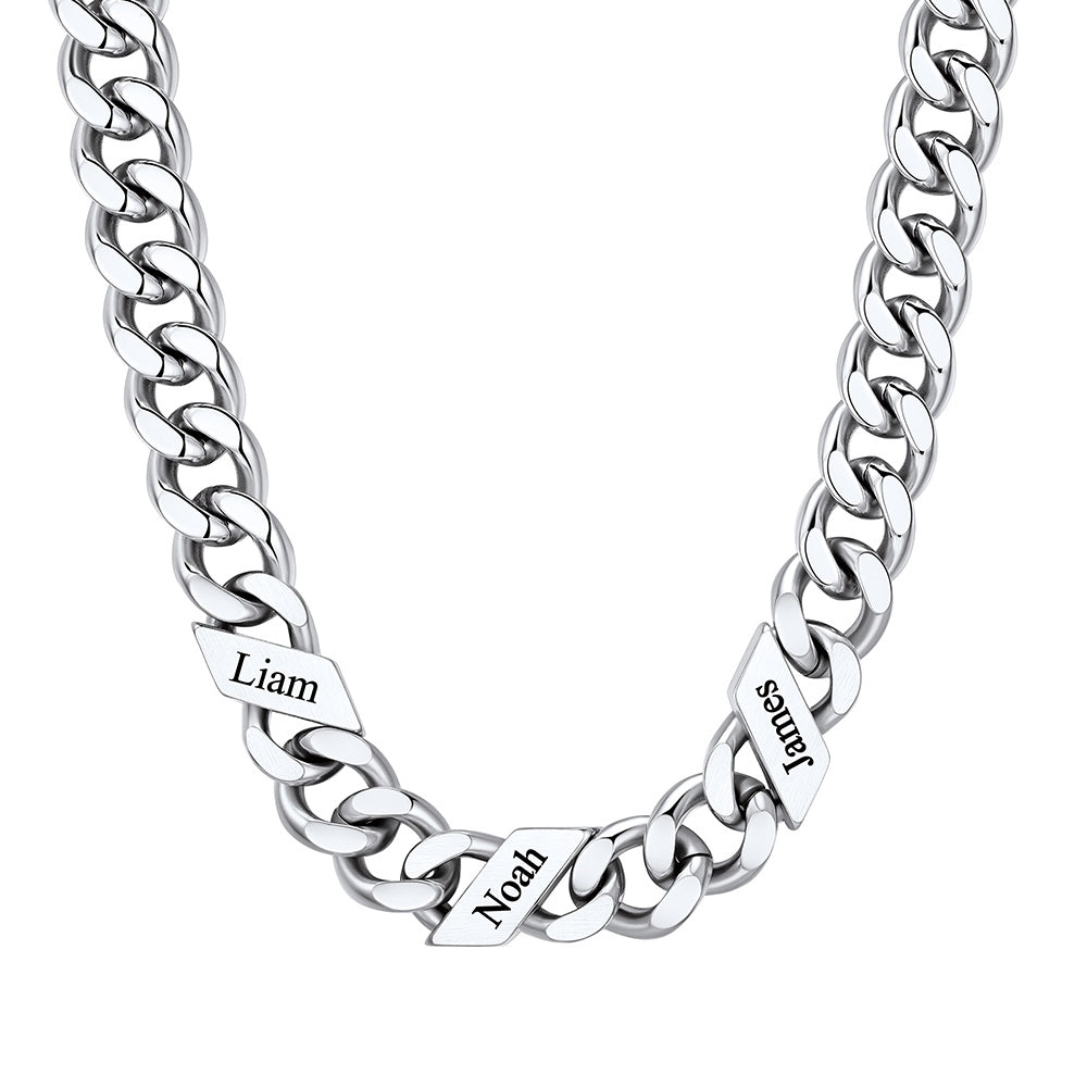 Custom Cuban Chain Necklace 12mm 3 names