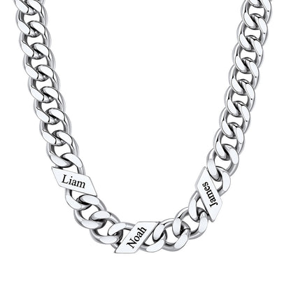 Custom Cuban Chain Necklace 12mm 3 names