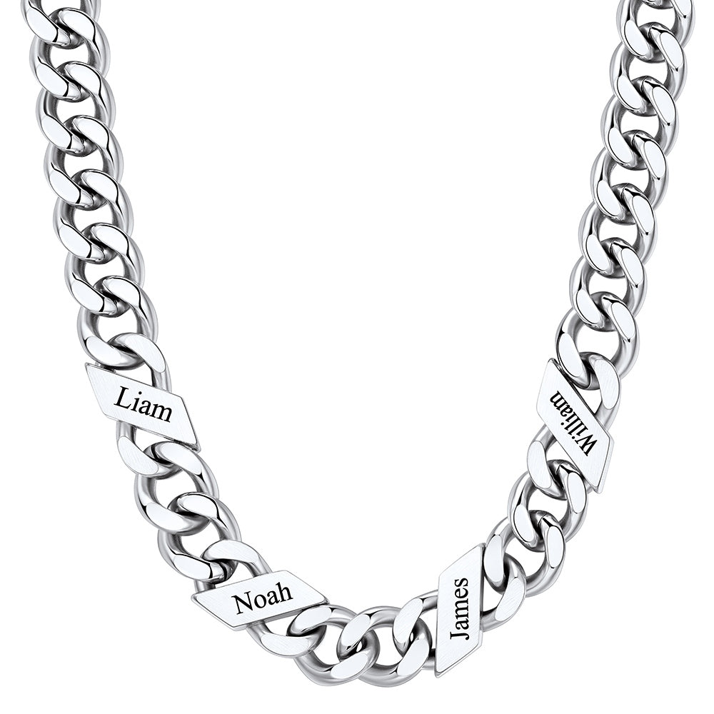 Custom Cuban Chain Necklace 12mm 4 names