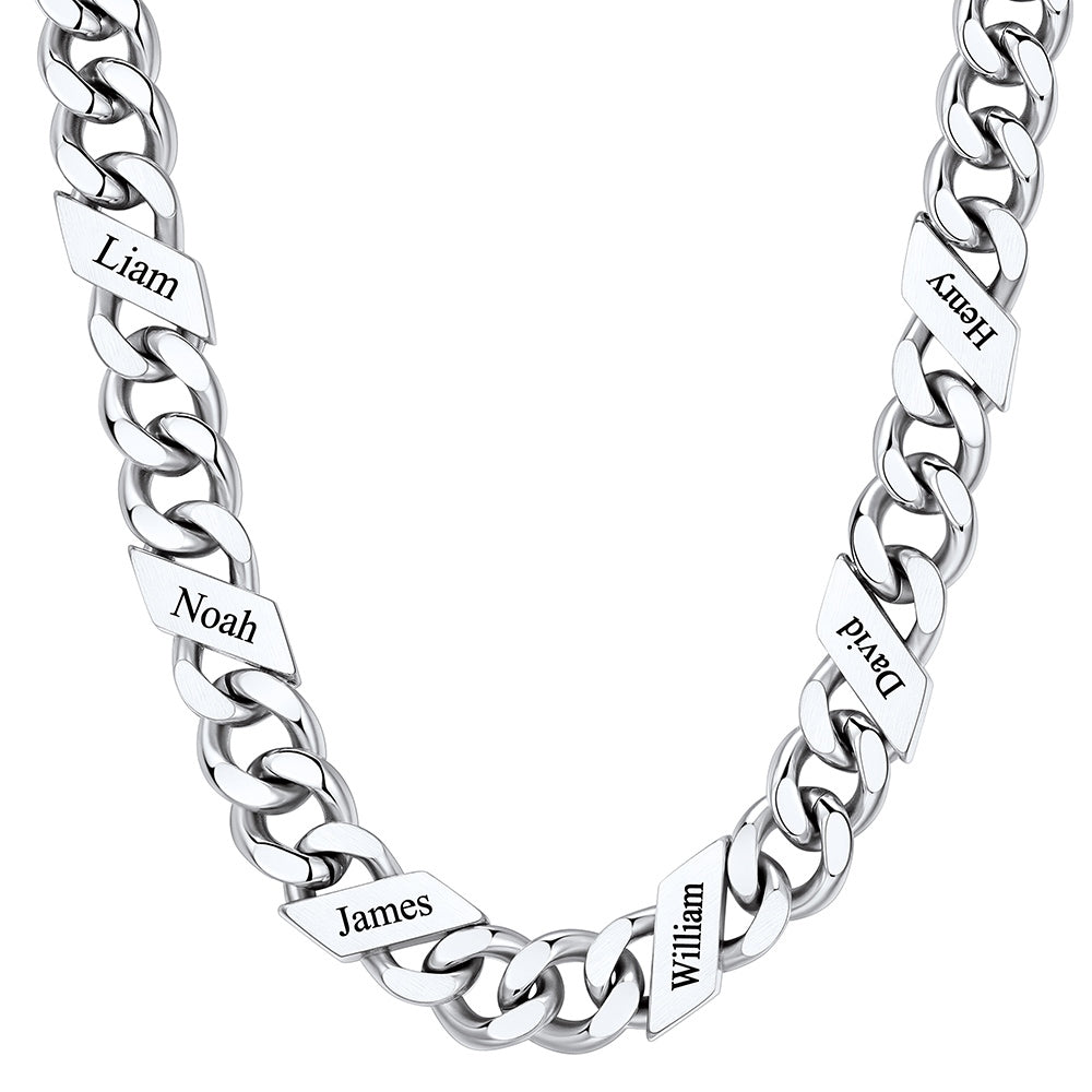 Custom Cuban Chain Necklace 12mm 6 names