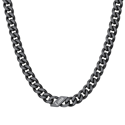 Custom Cuban Chain Necklace 7mm 1 names Black Plated