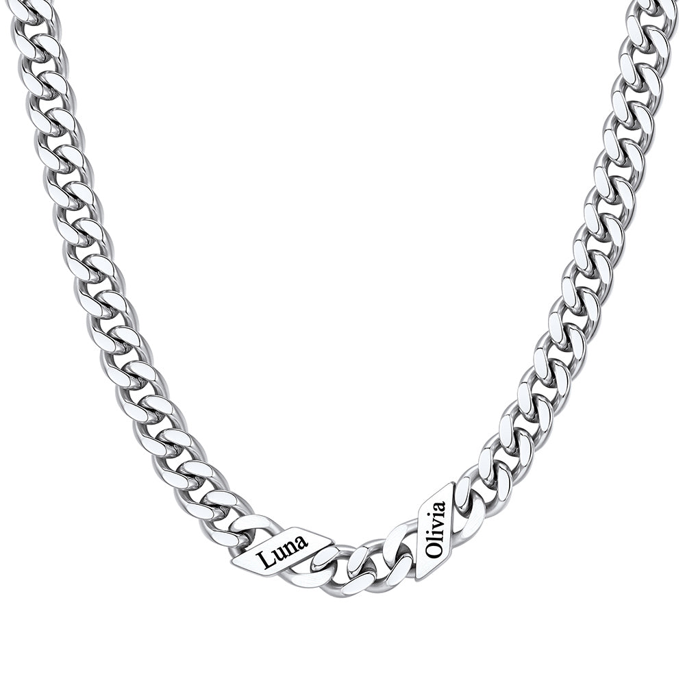 Custom Cuban Chain Necklace 7mm 2 names