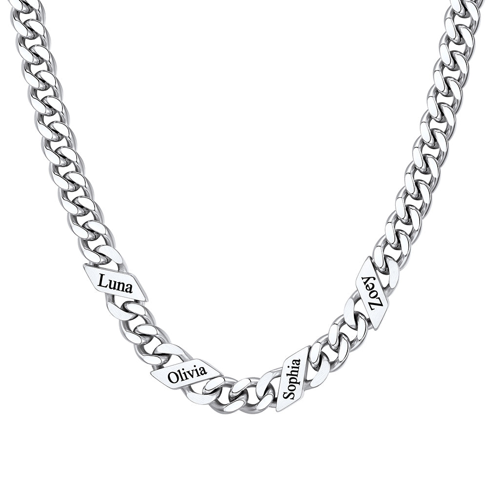 Custom Cuban Chain Necklace 7mm 4 names