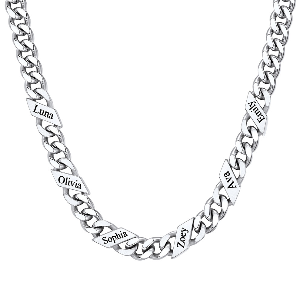 Custom Cuban Chain Necklace 7mm 6 names