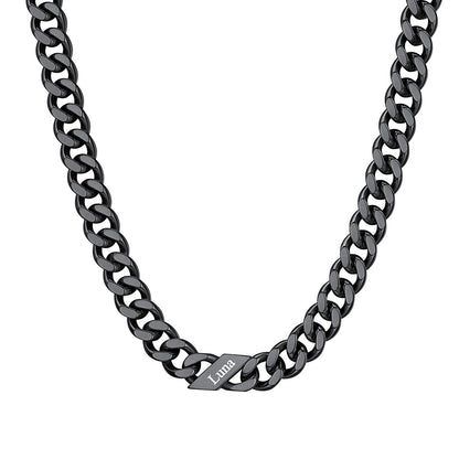 Custom Cuban Chain Necklace 9mm 1 names Black Plated