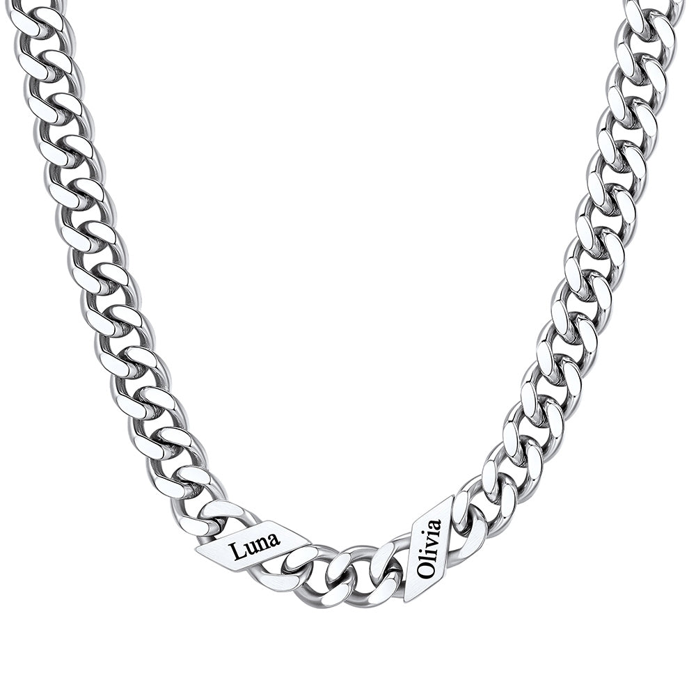 Custom Cuban Chain Necklace 9mm 2 names