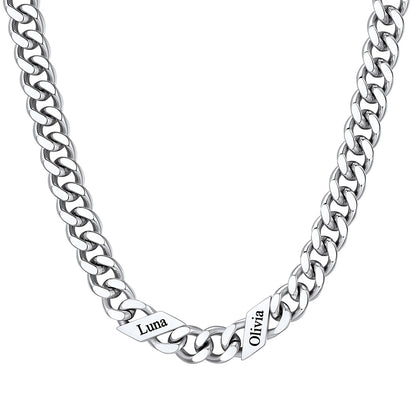 Custom Cuban Chain Necklace 9mm 2 names