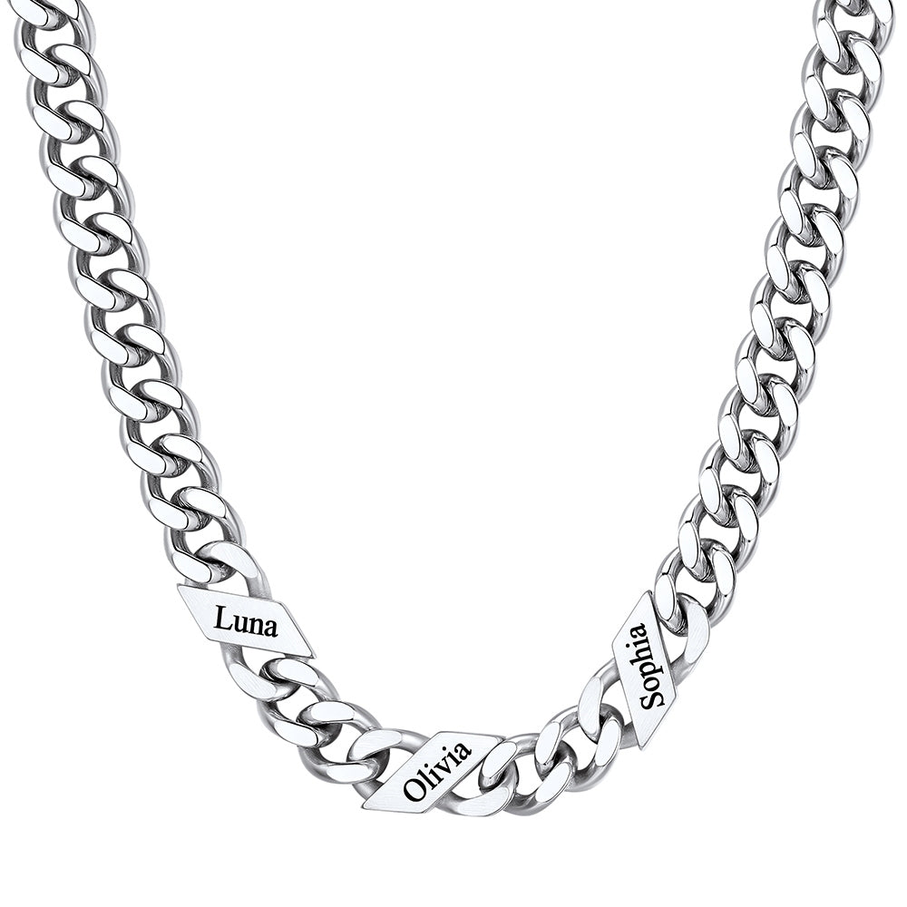Custom Cuban Chain Necklace 9mm 3 names