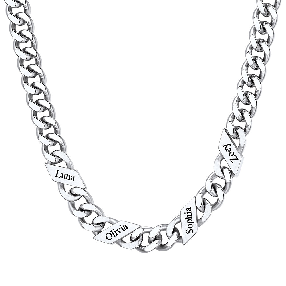 Custom Cuban Chain Necklace 9mm 4 names