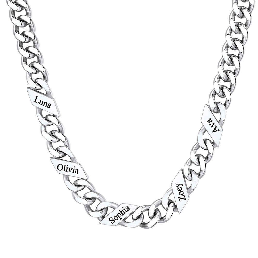 Custom Cuban Chain Necklace 9mm 5 names