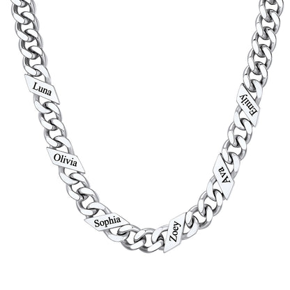 Custom Cuban Chain Necklace 9mm 6 names