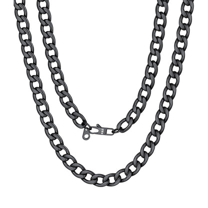 Custom Cuban Chain Necklace 9mm Black Plated