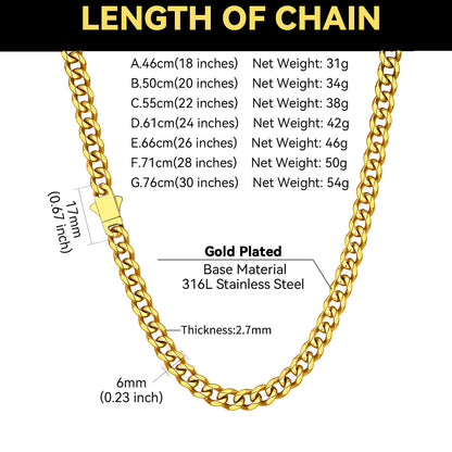 Custom Cuban Chain Necklace Dimension, Durable