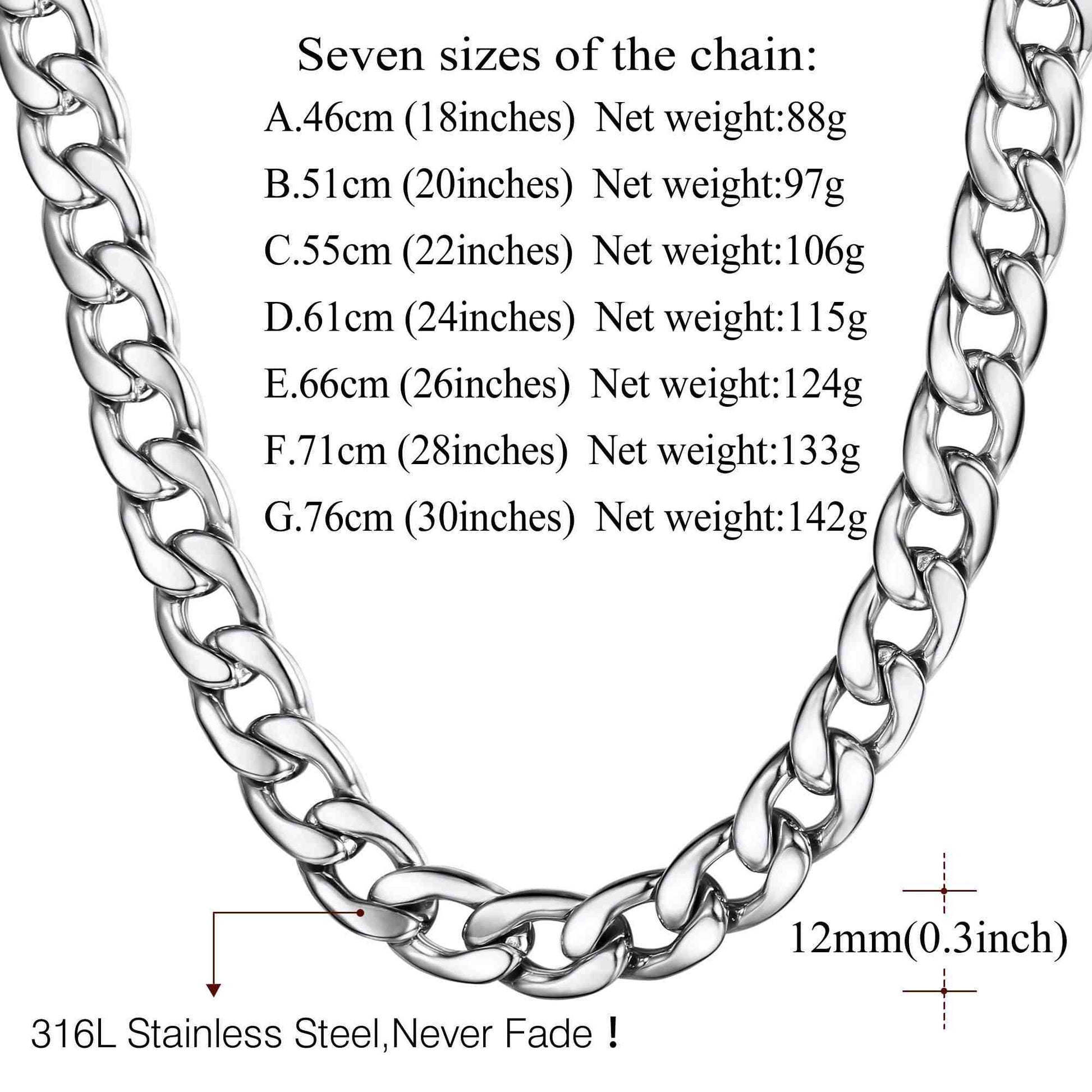 Custom Cuban Chain Necklace Dimension, Durable, Solid