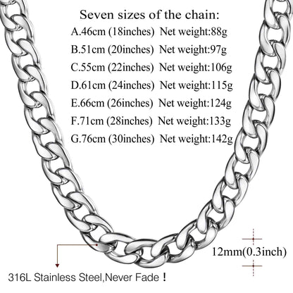 Custom Cuban Chain Necklace Dimension, Durable, Solid